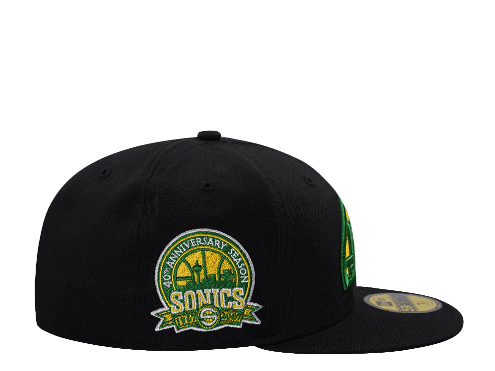 New Era Seattle Supersonics 40th Anniversary Wool Black Throwback Edition 59Fifty Fitted Cap