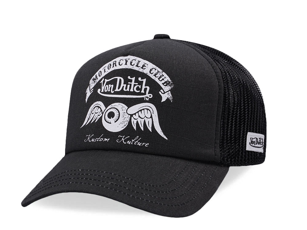 Von Dutch Motorcycle Club Screen Print Dark Gray Trucker Snapback Cap
