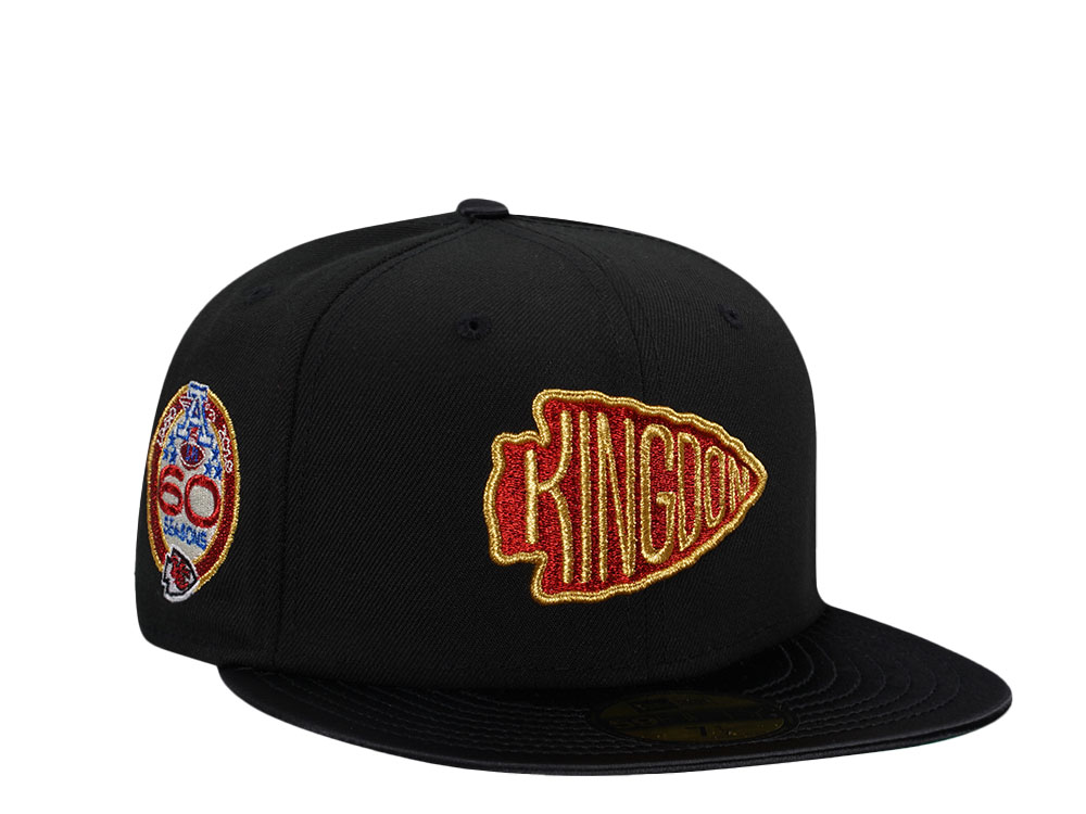 New Era Kansas City Chiefs 60 Seasons Black Satin Brim Prime Edition 59Fifty Fitted Hat