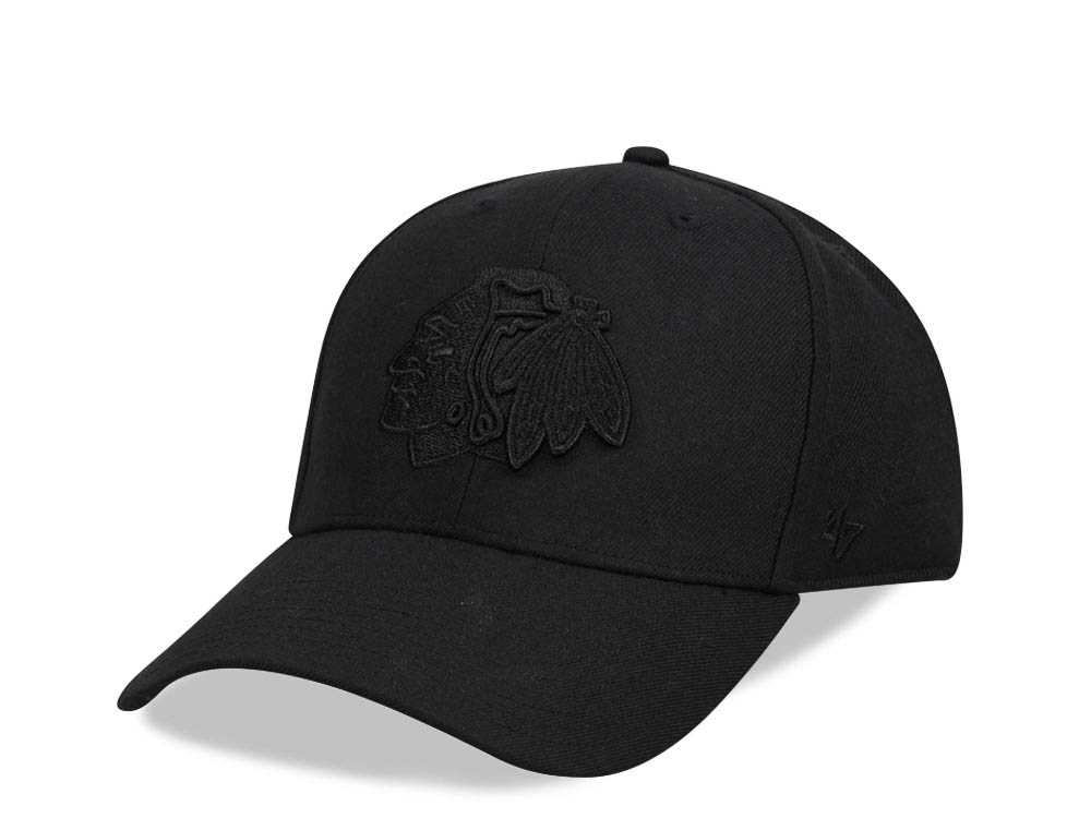 47Brand Chicago Blackhawks Black MVP Snapback Hat
