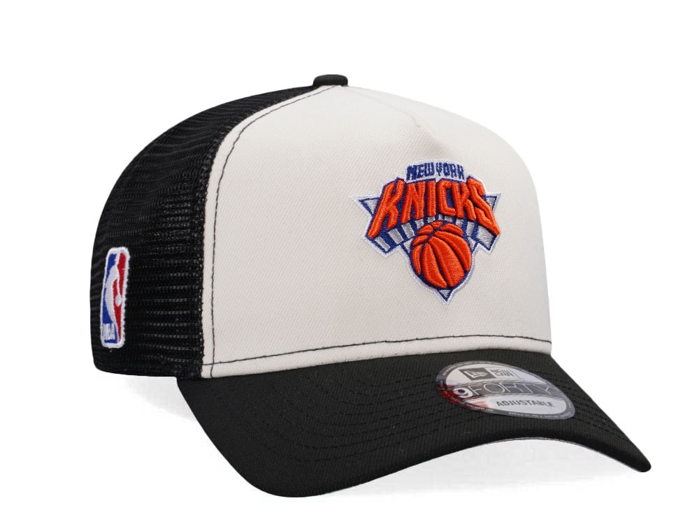 New Era New York Knicks Chrome Black Edition Trucker 9Forty A Frame Snapback Hat