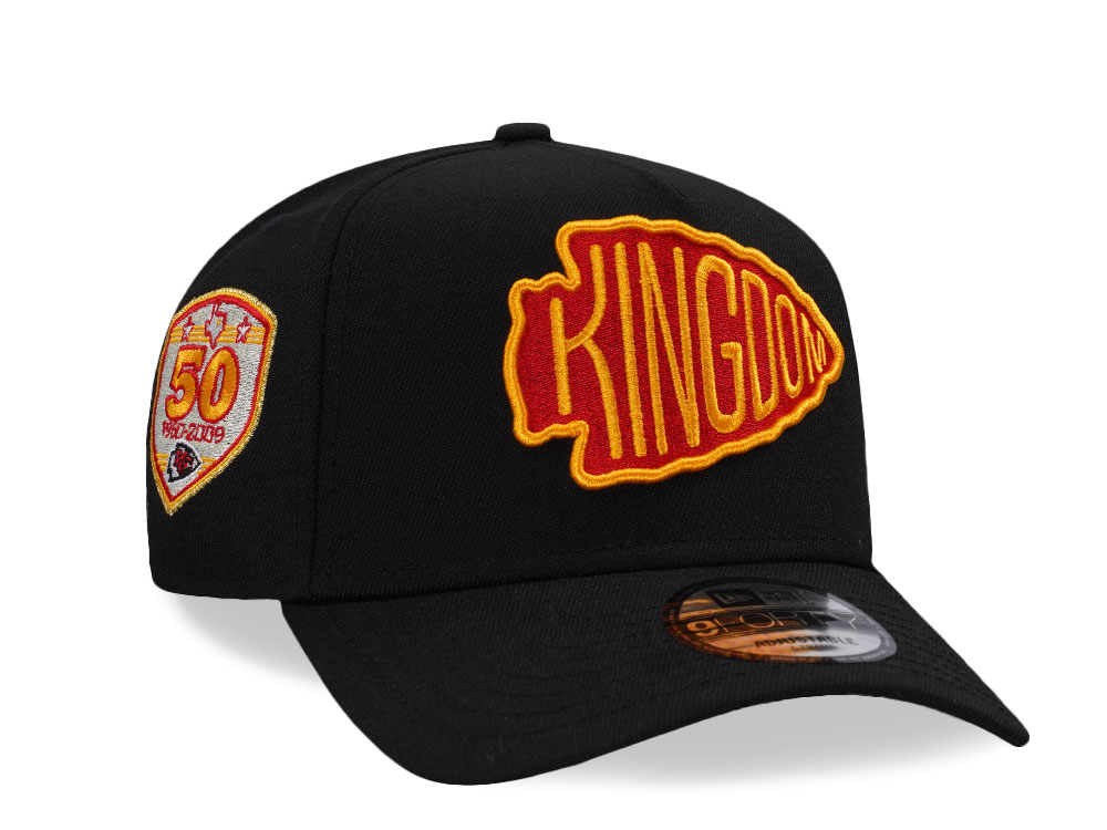 New Era Kansas City Chiefs 50th Anniversary Black Edition 9Forty A Frame Snapback Hat