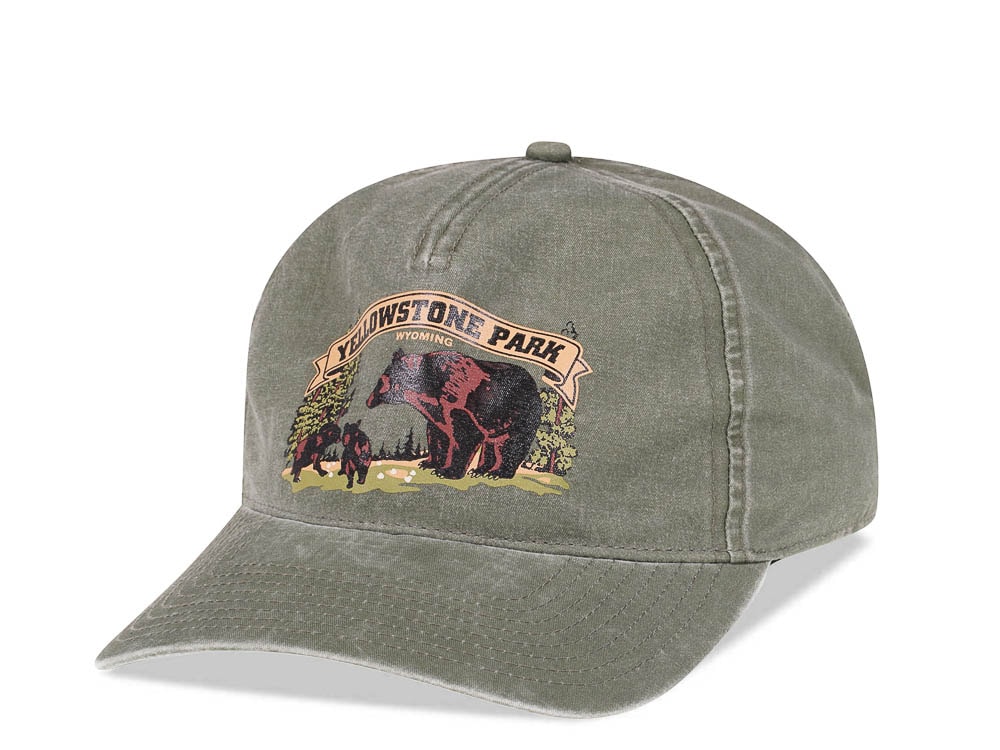 American Needle Yellowstone Park Olive Vintage Casual Snapback Hat
