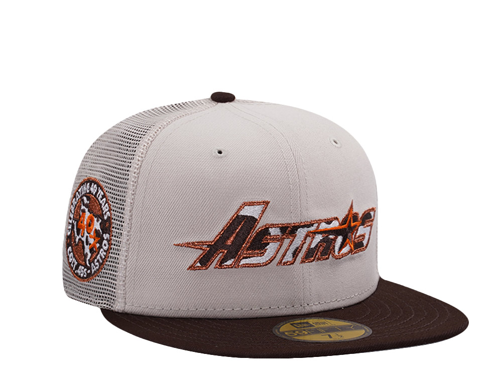 New Era Houston Astros 40th Anniversary Stone Two Tone Edition 59Fifty Trucker Fitted Cap