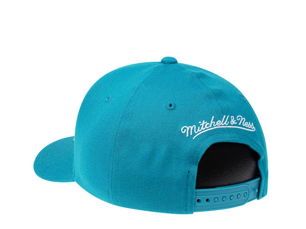 Mitchell & Ness Detroit Pistons Team Ground Red Line Solid Flex Teal Snapback Hat