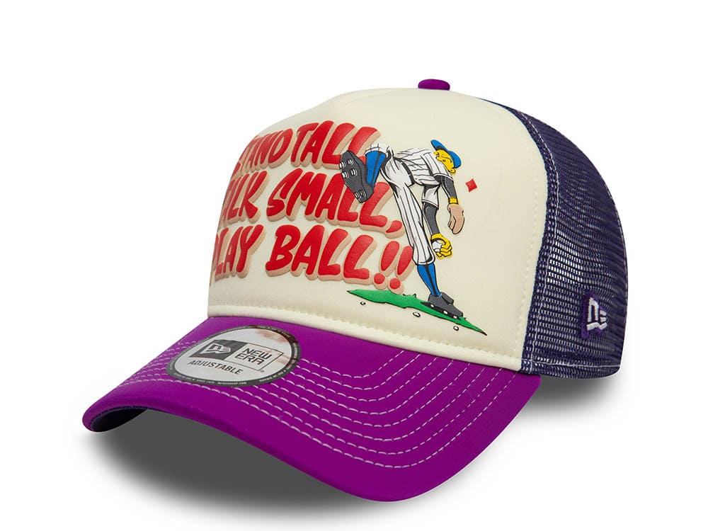 New Era Stand Tall Talk Small Play Ball Graphic White 9Forty A Frame Trucker Snapback Hat