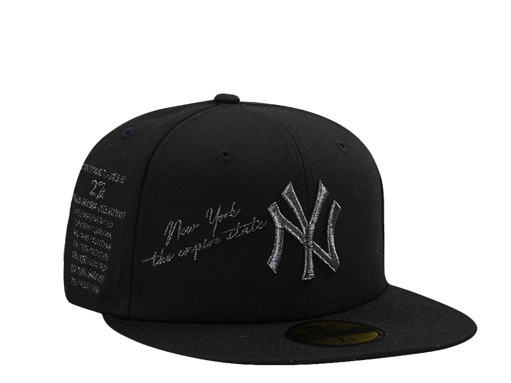 New Era New York Yankees 27x World Champions Metallic Pewter Black Prime Edition 59Fifty Fitted Cap