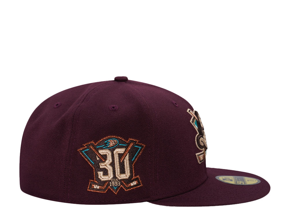 New Era Anaheim Ducks 30th Anniversary Maroon Prime Edition 59Fifty Fitted Hat