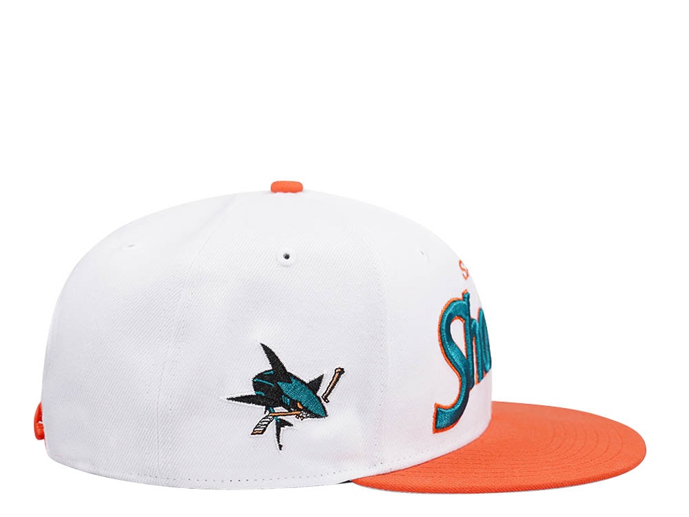 47Brand San Jose Sharks White Script Side Two Tone Captain MVP Snapback Hat