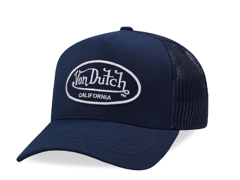 Von Dutch Oval Patch Navy Trucker Strapback Cap