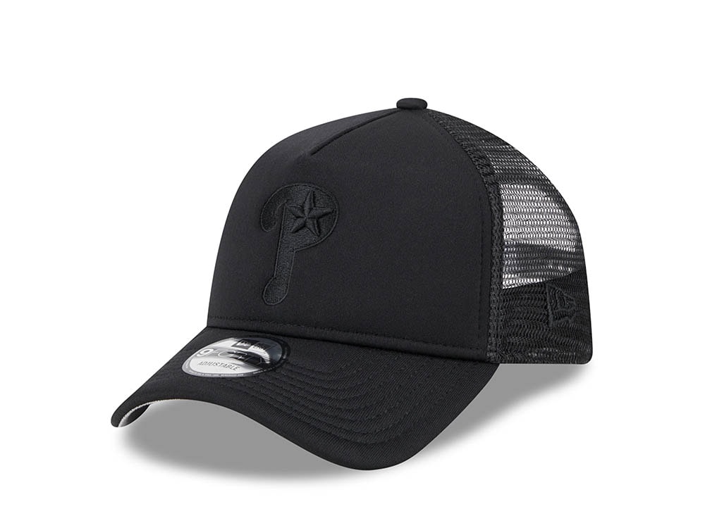 New Era Philadelphia Phillies Black All Day 9Forty A Frame Trucker Snapback Hat