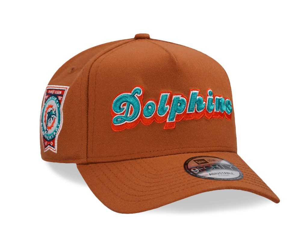 New Era Miami Dolphins 30th Anniversary Earth Brown Edition 9Forty A Frame Snapback Hat