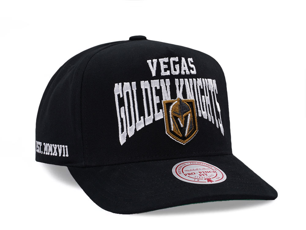 Mitchell & Ness Vegas Golden Knights Black Pro Pinch Fit Snapback Hat