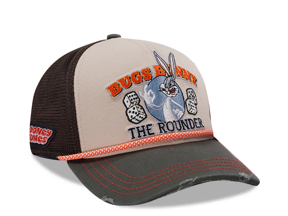 Capslab Looney Tunes Bugs Bunny Distressed Brown Trucker Snapback Cap