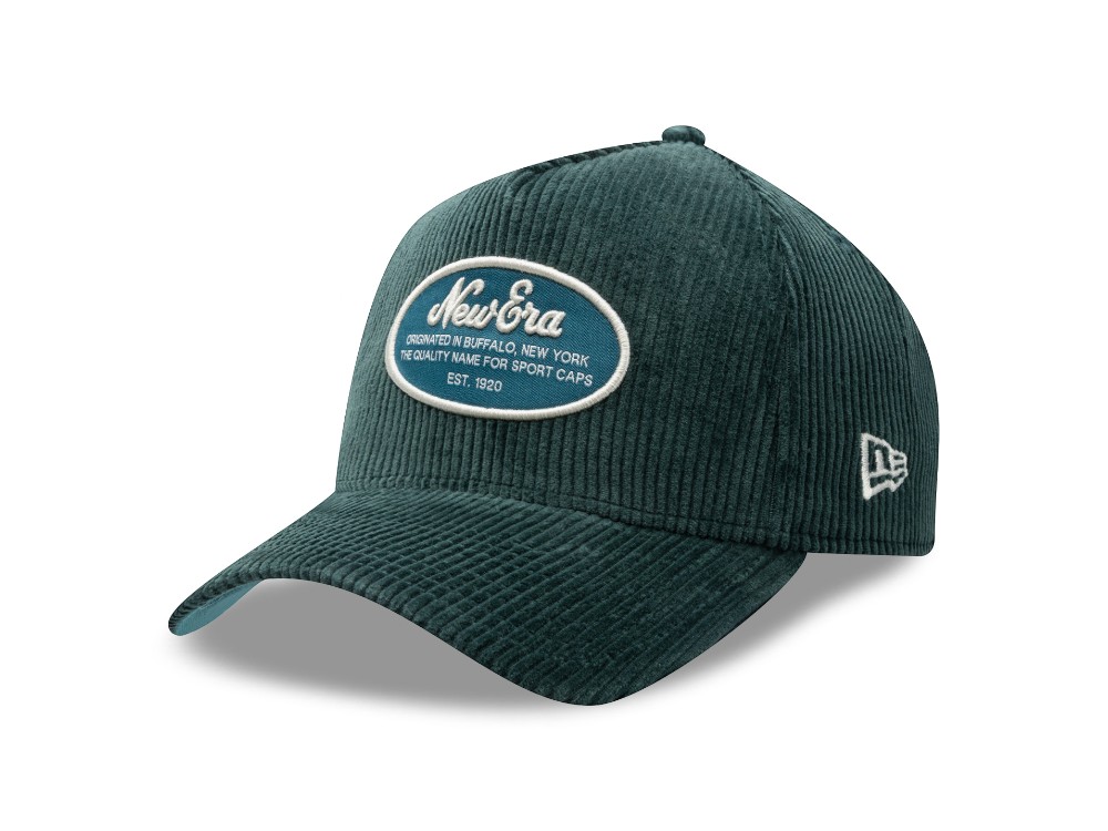 New Era Oval Patch Corduroy Teal 9Forty A Frame Snapback Cap