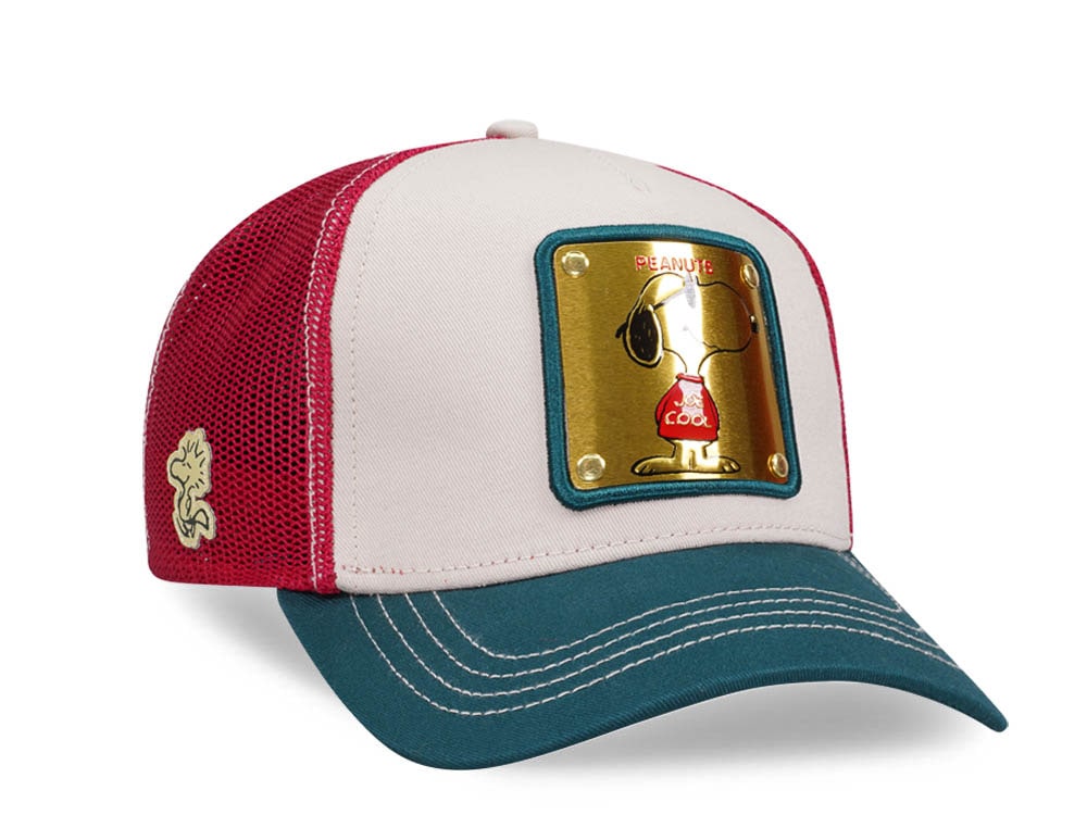 Capslab Peanuts Snoopy White Red Green Trucker Snapback Hat