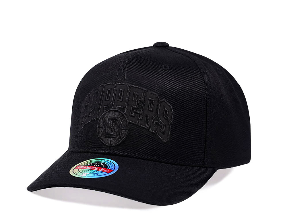Mitchell & Ness Los Angeles Clippers Black Out Team Arch Red Line Flex Snapback Hat