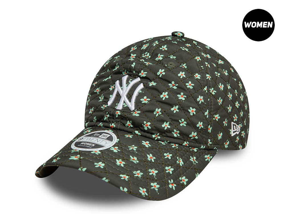 New Era New York Yankees Floral Quilt Olive Womens 9Twenty Strapback Hat