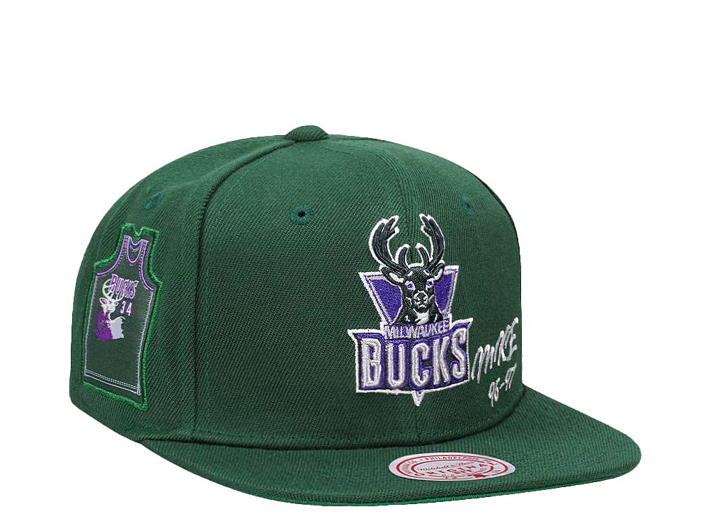 Mitchell & Ness Milwaukee Bucks Jersey Love Hardwood Classic Snapback Hat