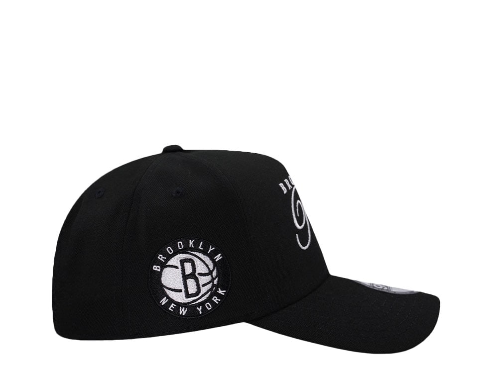 New Era Brooklyn Nets Classic Script Black Prime Edition 9Forty A Frame Snapback Cap