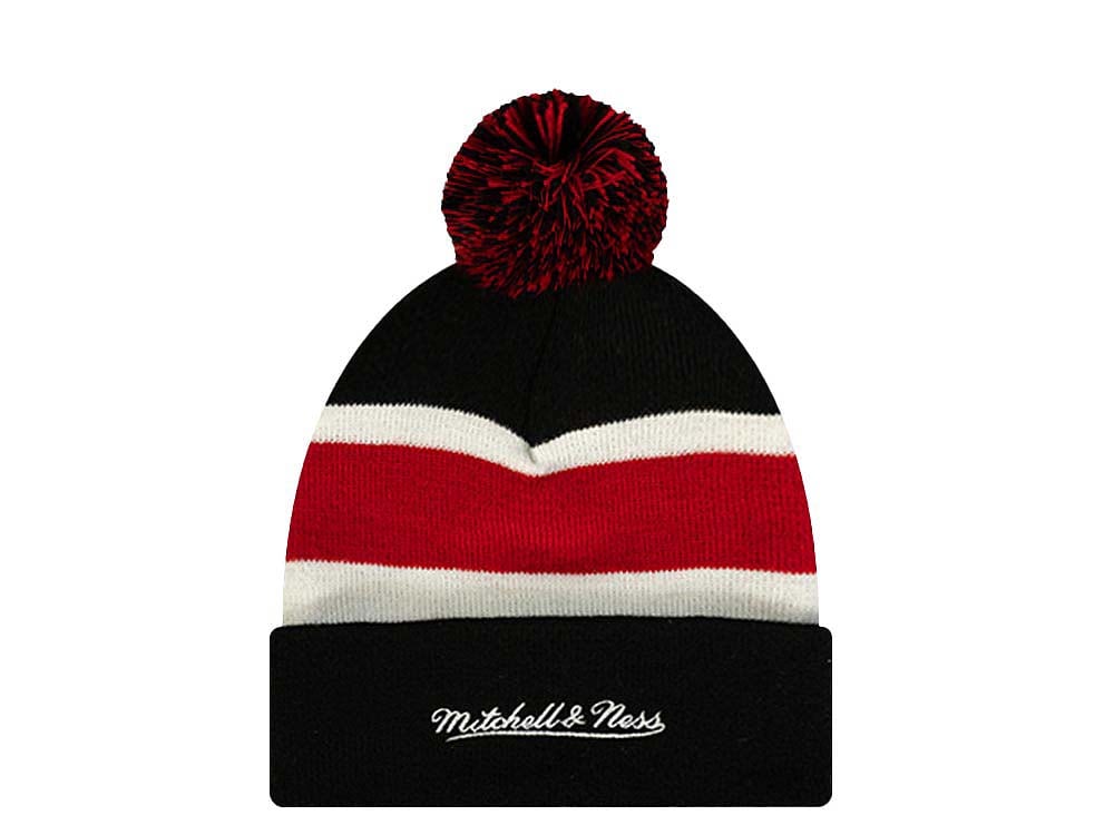 Mitchell & Ness Chicago Blackhawks Stripe Pom Mutse