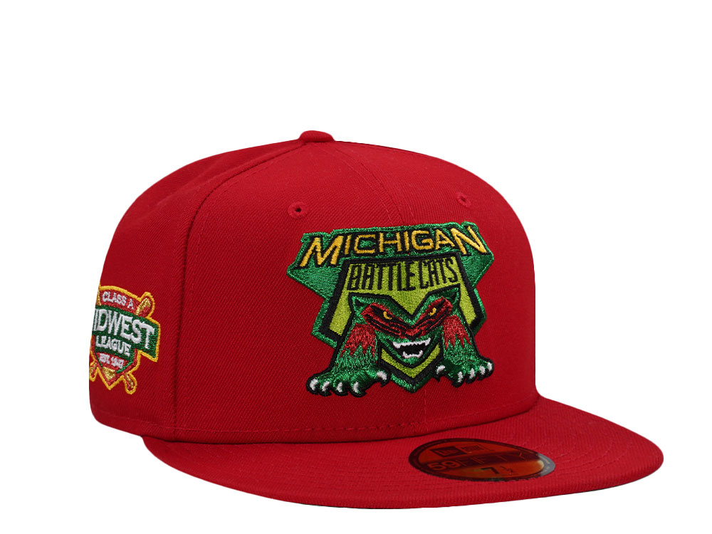 New Era Michigan Battle Cats Midwest League Red Prime Edition 59Fifty Fitted Cap