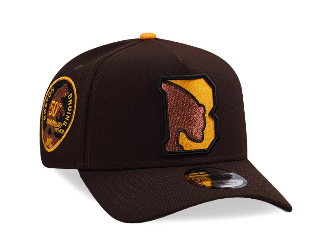 New Era Boston Bruins 50th Anniversary Burnt Wood Prime Edition 9Forty A Frame Snapback Cap