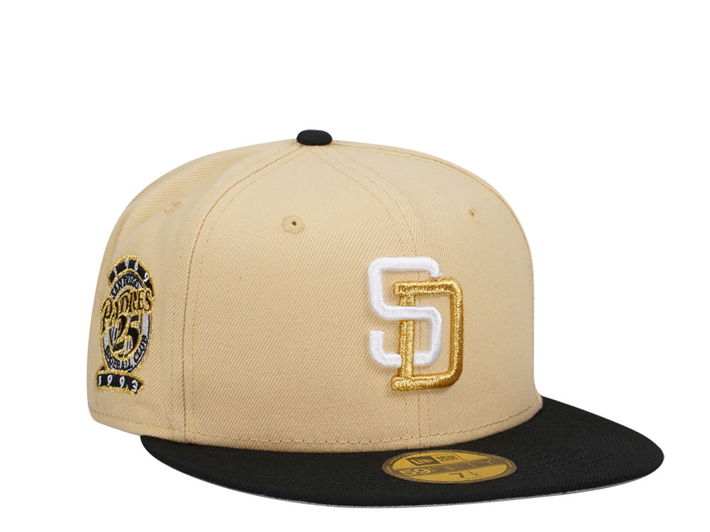New Era San Diego Padres 25th Anniversary Black Vegas Two Tone Edition 59Fifty Fitted Hat