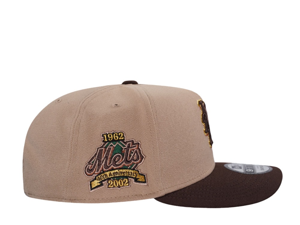 New Era New York Mets 40th Anniversary Tan Metallic Two Tone Edition 9Fifty A Frame Snapback Hat