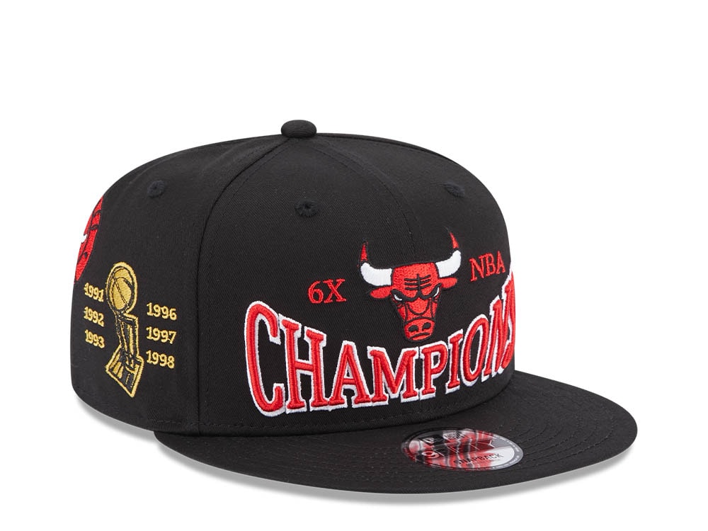 New Era Chicago Bulls 6x NBA Champions Black 9Fifty Snapback Hat