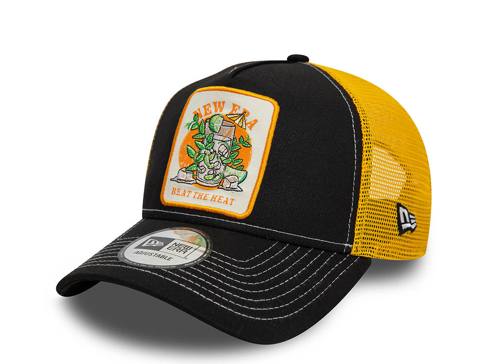 New Era Beat The Heat Summer Patch Black 9Forty A Frame Trucker Snapback Hat
