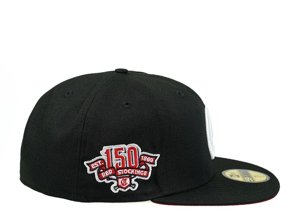 New Era Cincinnati Reds 150th Anniversary Black and Red 59Fifty Fitted Hat