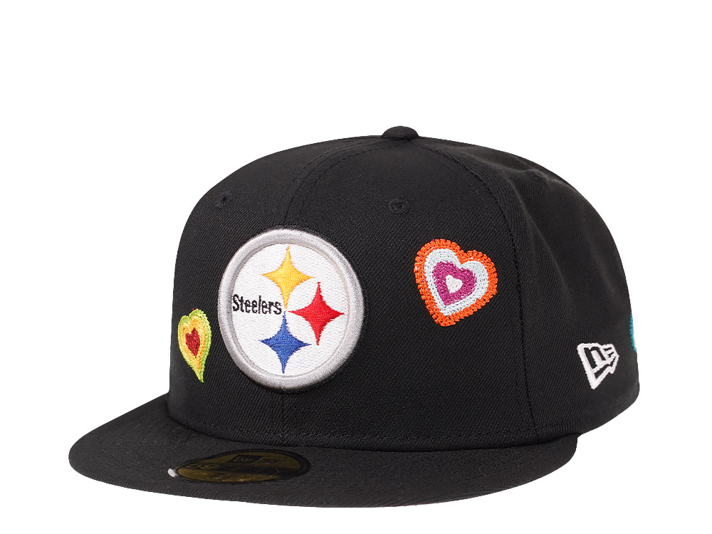 New Era Pittsburgh Steelers Black Chainstitchheart Edition 59Fifty Fitted Hat