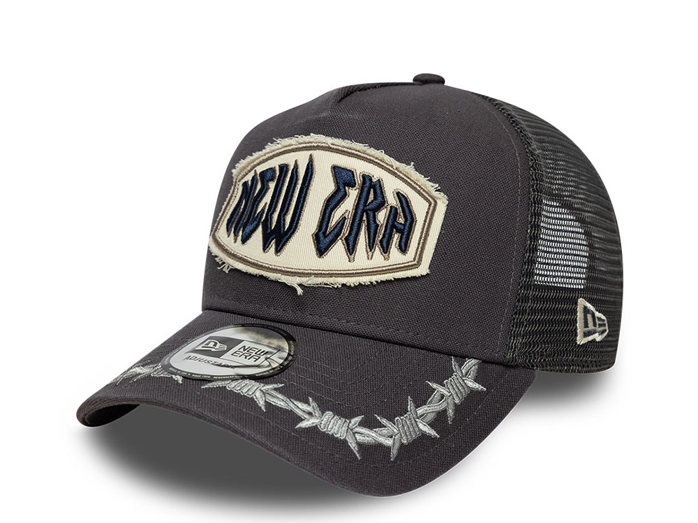 New Era Distressed Charcoal Edition 9Forty A Frame Trucker Snapback Cap