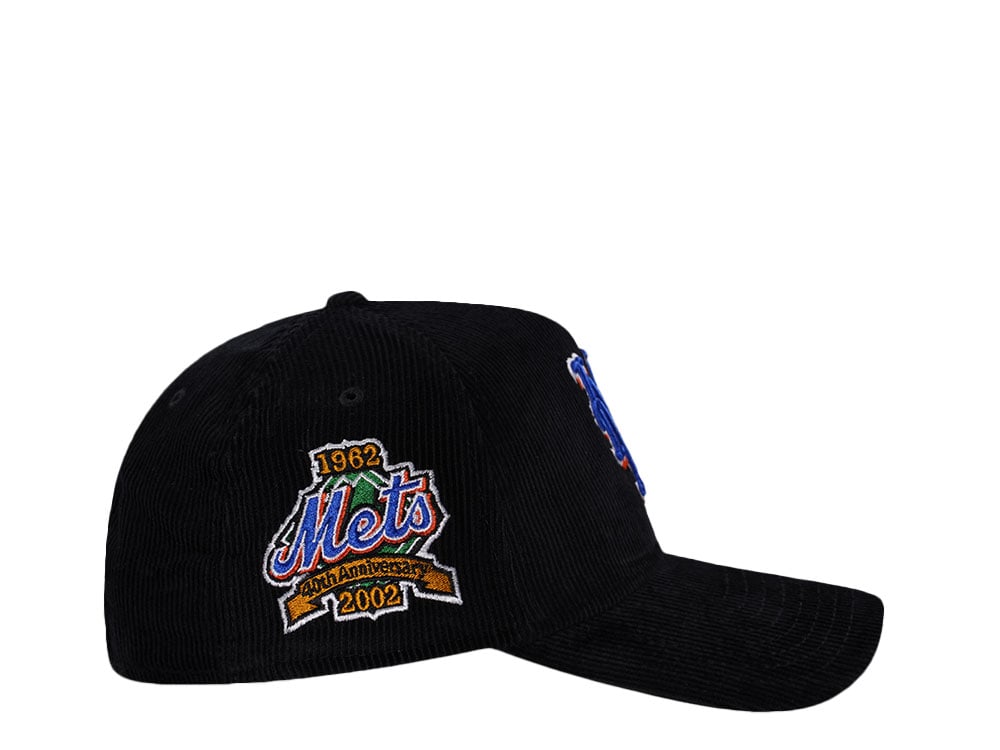 New Era New York Mets 40th Anniversary Black Throwback Corduroy Edition 9Forty A Frame Snapback Cap