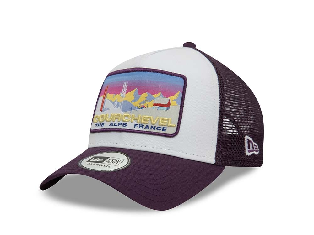 New Era Ski Patch Courchevel Edition White 9Forty A Frame Trucker Snapback Hat