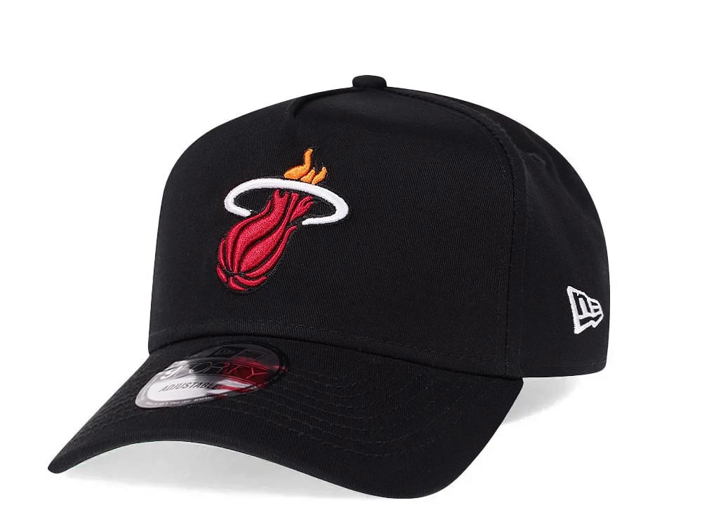 New Era Miami Heat Black 9Forty A Frame Snapback Hat