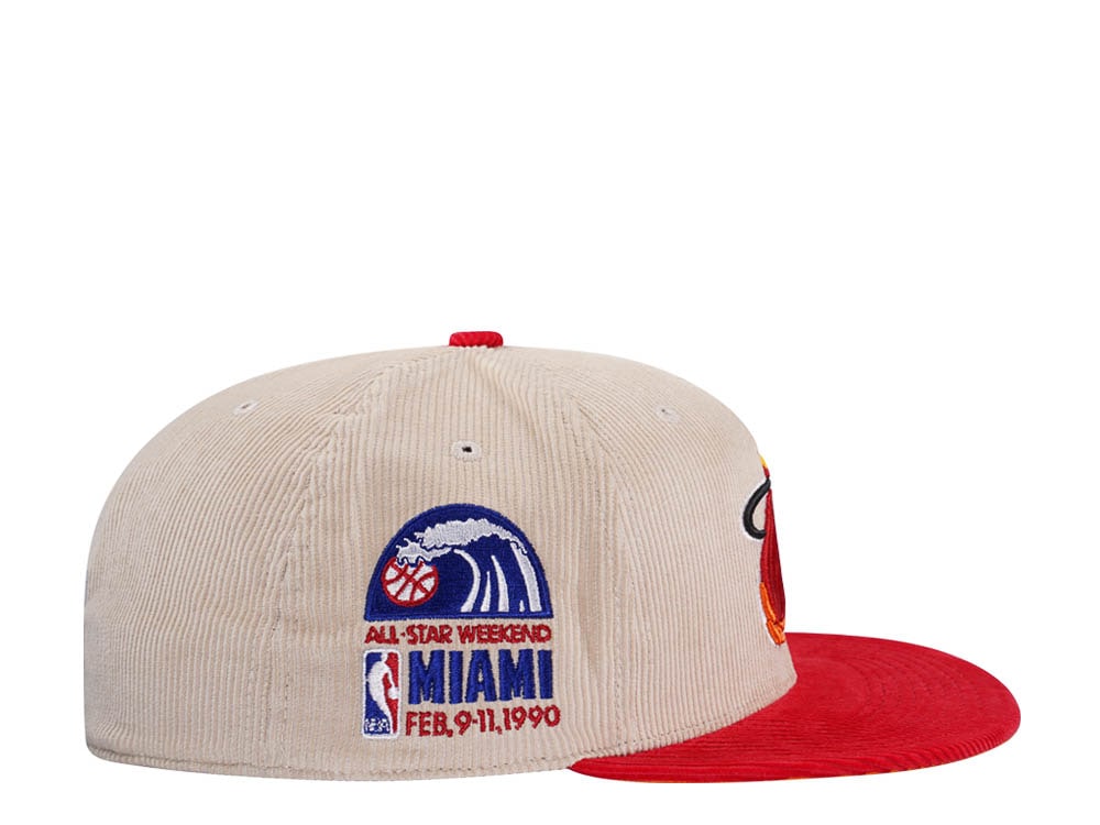 Mitchell & Ness Miami Heat All Star 1990 Two Tone Hardwood Classic Cord Edition Dynasty Fitted Hat