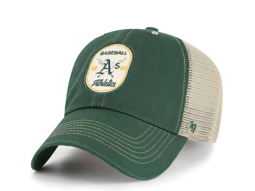 47 Brand Oakland Athletics Cross Patch Dark Green Trucker Clean Up Snapback Cap