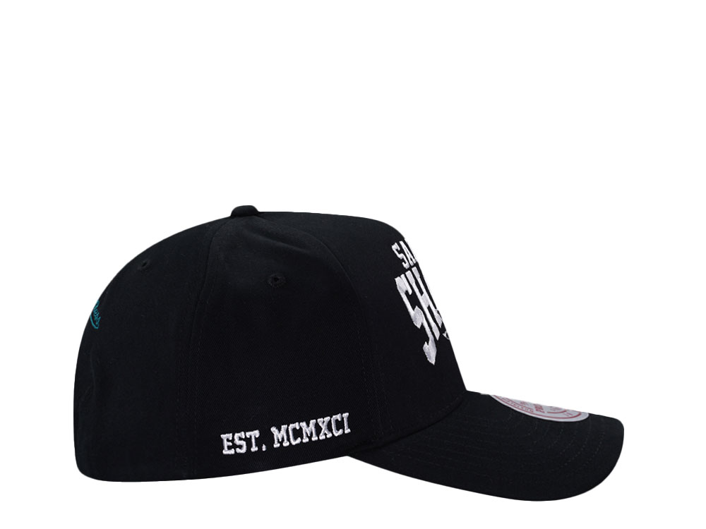 Mitchell & Ness San Jose Sharks Black Pro Pinch Fit Snapback Hat