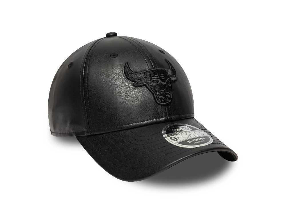 New Era Chicago Bulls Black PU Leather Edition 9Forty M Crown Snapback Cap