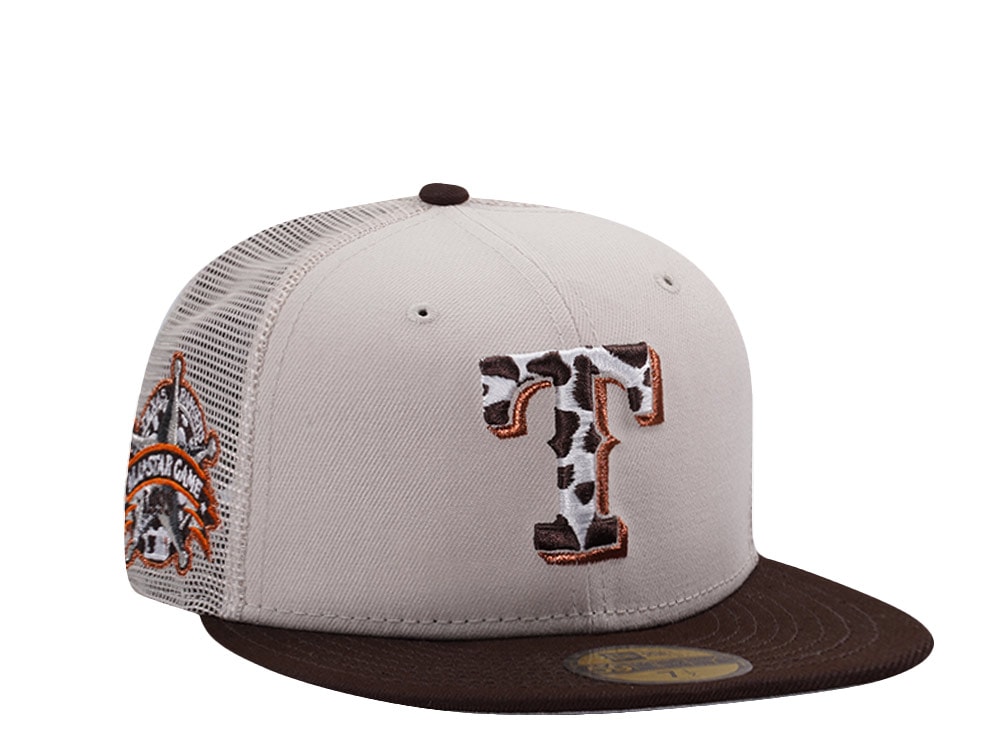 New Era Texas Rangers All Star Game 1995 Stone Two Tone Edition 59Fifty Trucker Fitted Cap