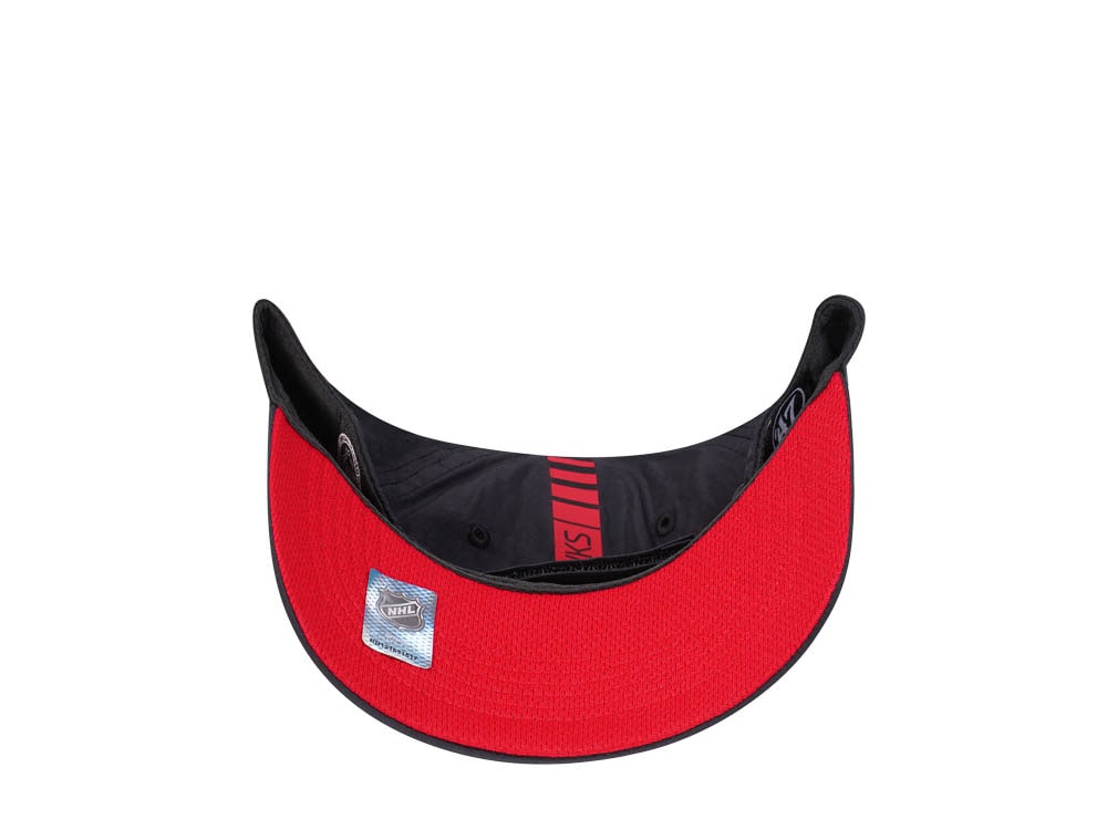 47Brand Chicago Blackhawks Black Back Line Nylon Strapback Hat